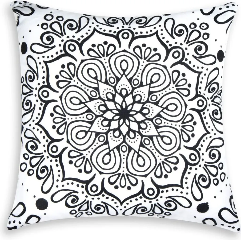 Coussin Excelsa Boheme Noir en coton naturel 45x45x16 cm multicolore