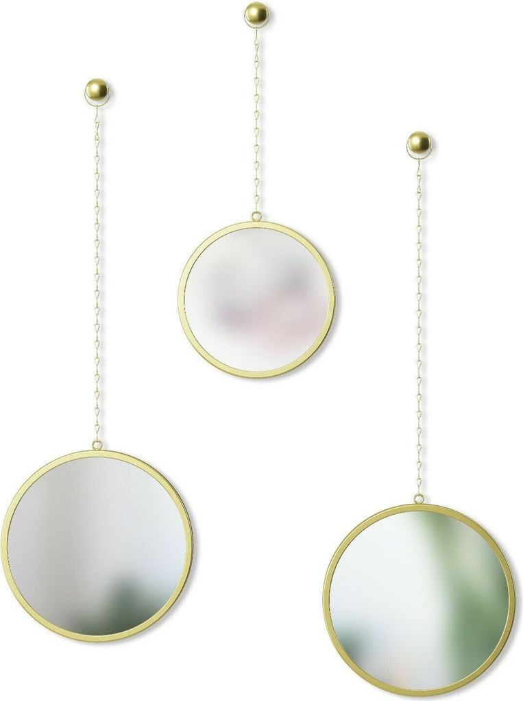 Wandspiegel Felina Dekospiegel Gold oder Kupfer 3er Set Schminkspiegel mit Kette Gold