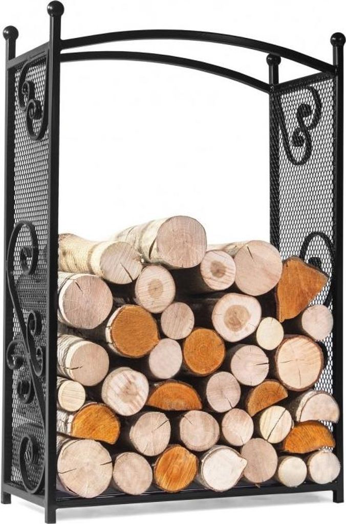 Rechteckiger Holzscheithalter aus schwarzem Stahl "CHERRY" 90x60x25 cm COOK KING
