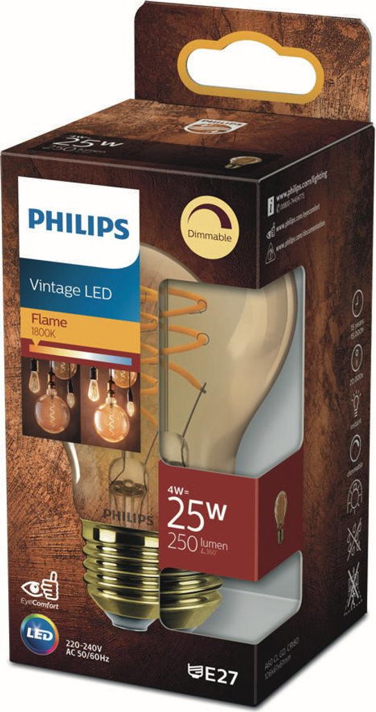 Philips Bursztynowa żarówka z widocznym spiralnym żarnikiem Zdjęcie produktu 