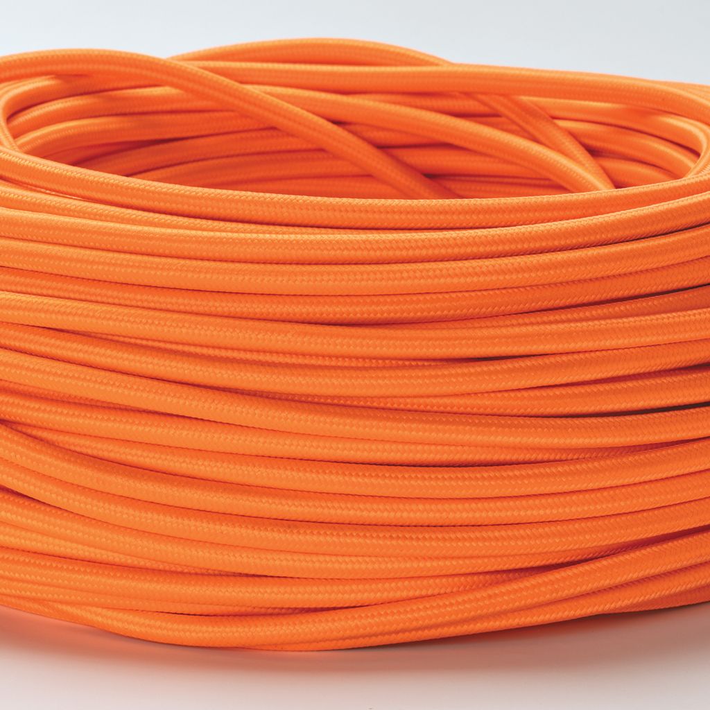 Textilkabel Lampenkabel YML 3-adrig, (3x 0,75mm) Elektrisches Kabel Textil ummantelt mit Erdleiter für Leuchten Lampen, Orange, 5m