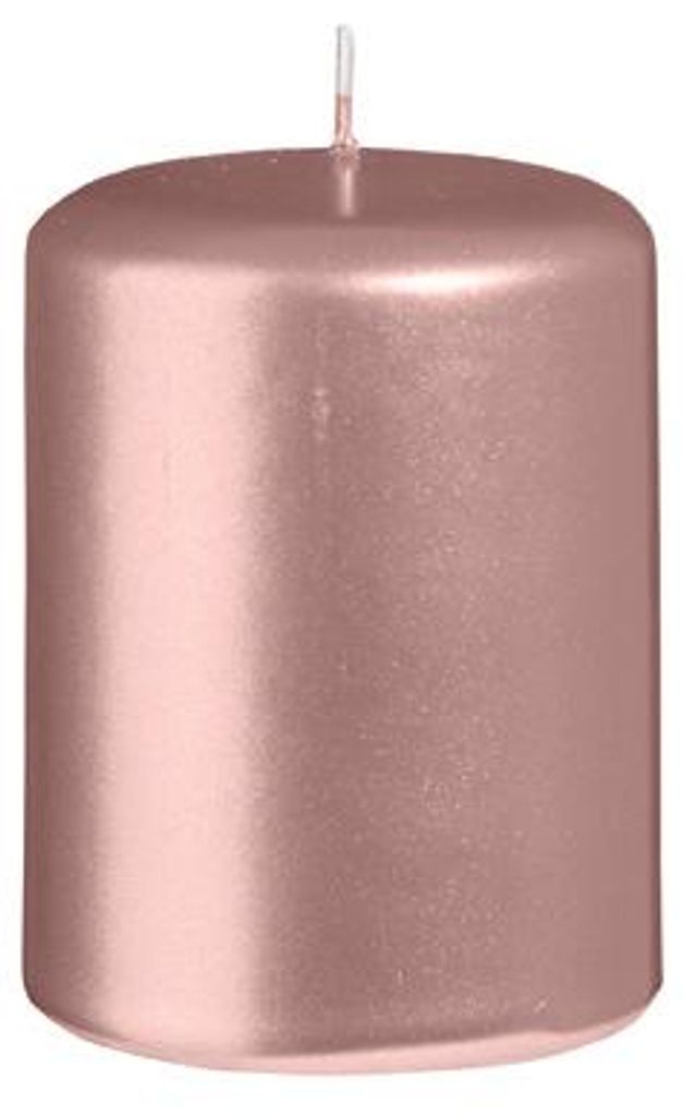 Stumpenkerzen Metallic Matt Taupe Rose 80 x Ø 60 mm, 12 Stück