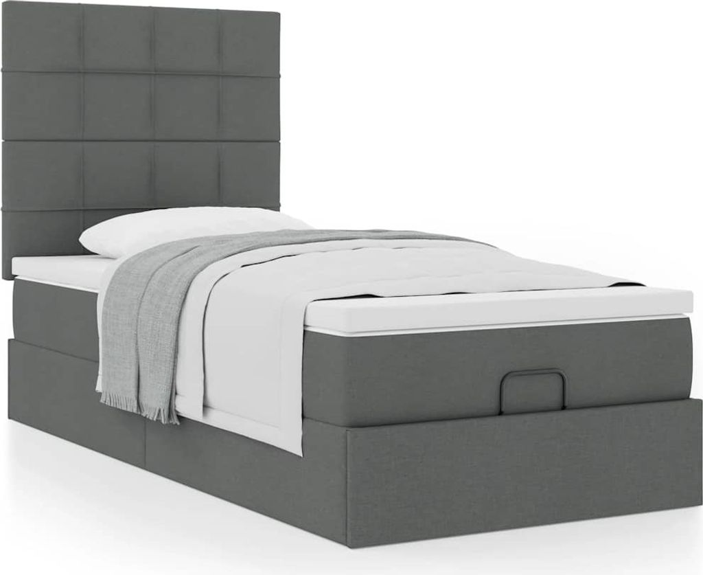 "2026 Promotion" Ottoman-Bett Schlafzimmer - mit Matratze - Dunkelgrau - 90x200 cm - Stoff - Polsterbett CC17216