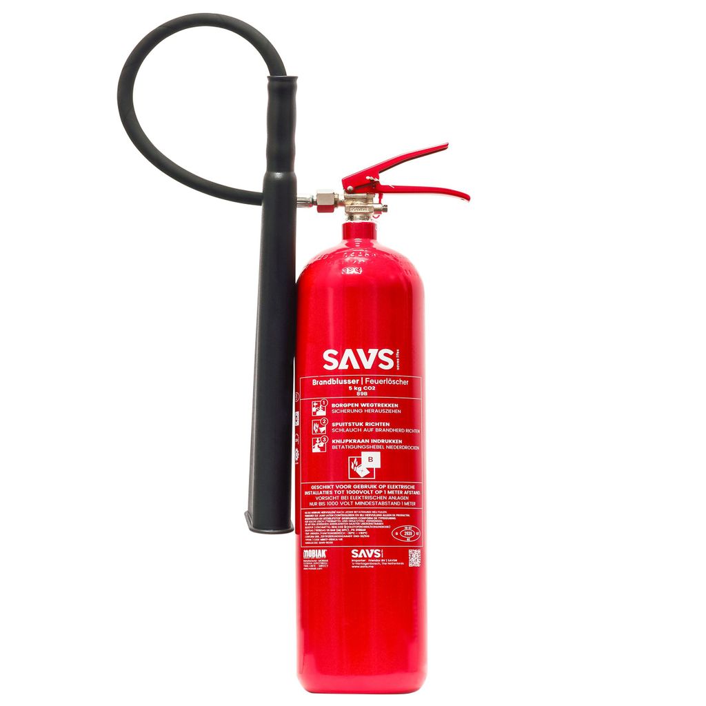 SAVS Feuerlöscher CO2 - 5 kg - 89B - Mit Halterung - Keine Restschäden - CO2-Löscher