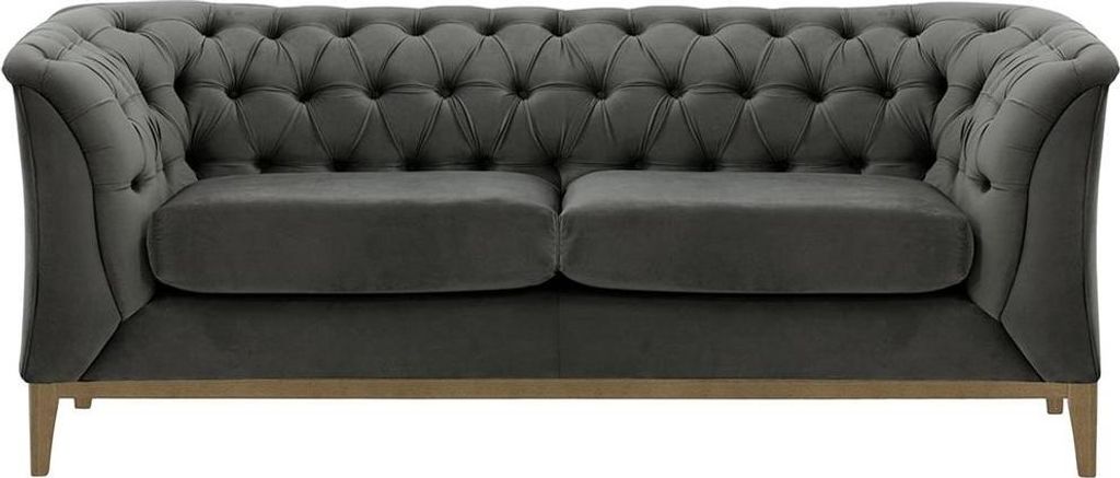 Zweisitzer-Sofa Chesterfield Modern Wood aus medizinischem Schaumstoff-Velluto 19-wax black