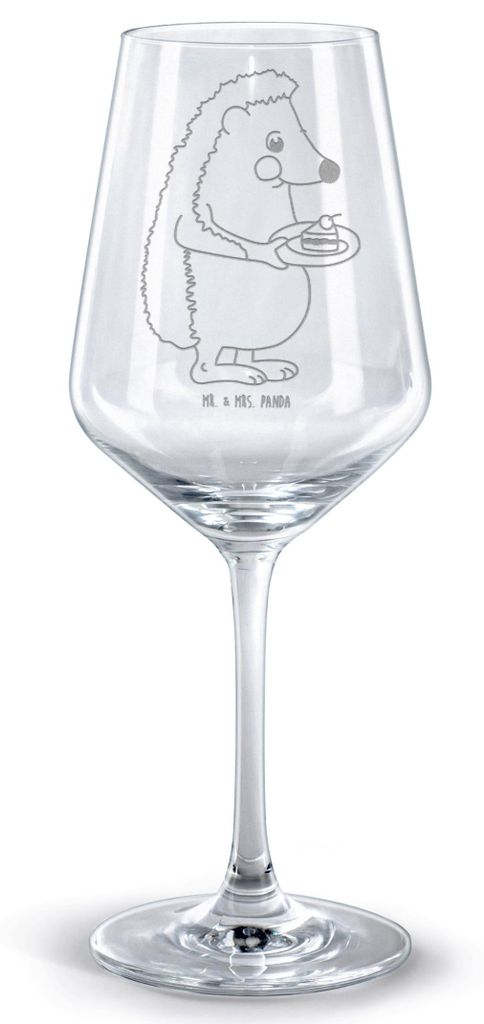 Mr. & Mrs. Panda graviertes Weinglas Igel Kuchenstück - Transparent - Geschenk, Lustige Sprüche, Kuchen, glas für rotwein, wein, Backen, gravier...