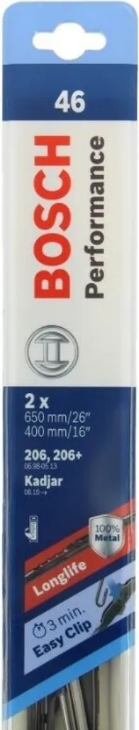 Paire d'Essuie-Glace Bosch Twin 46 Noir en Caoutchouc et Métal de 70 mm