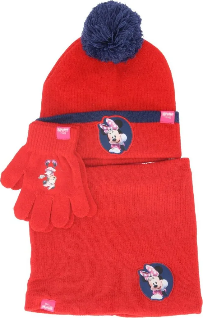Completo Invernale Minnie Mouse Rosso - Accessori Caldi per Bambine