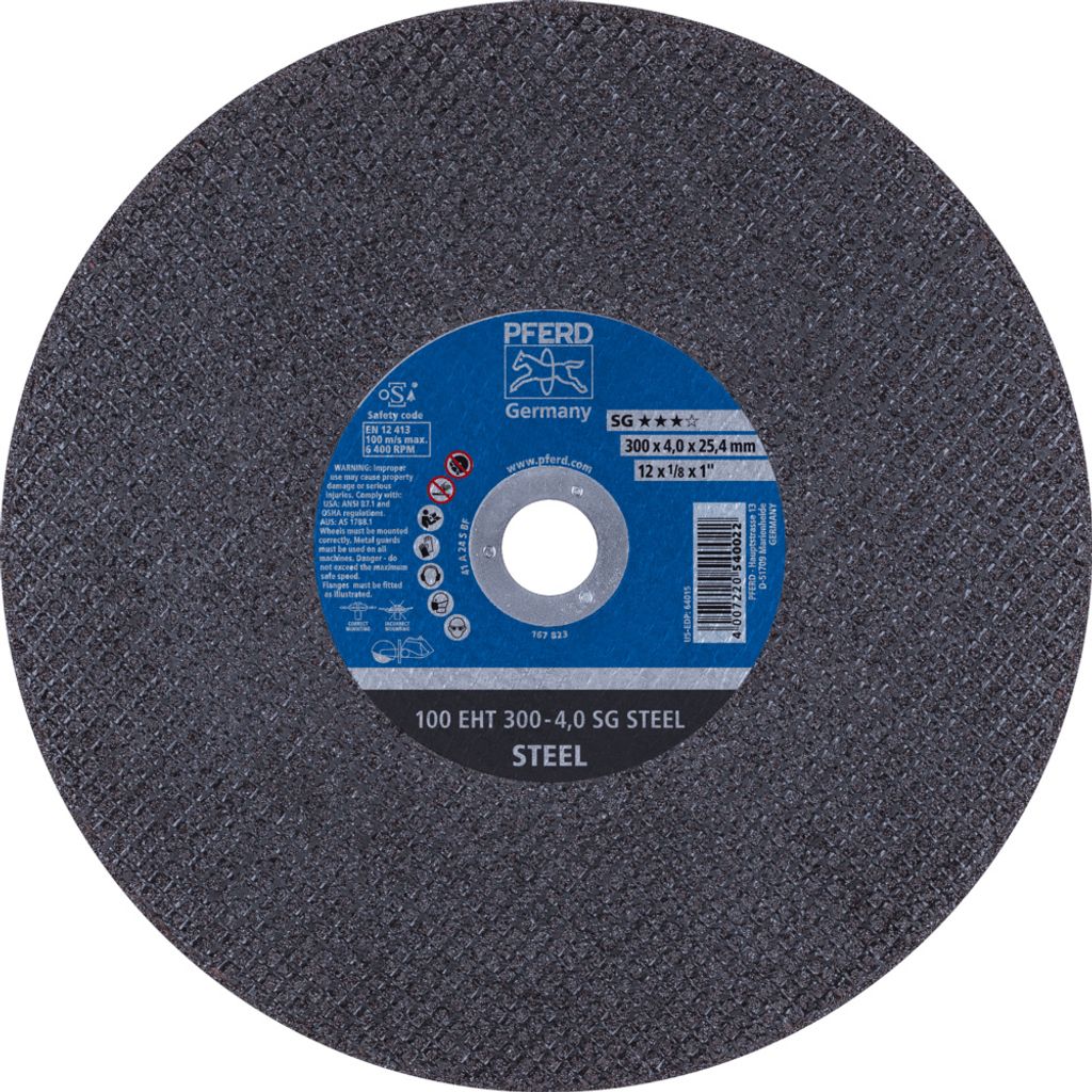 PFERD TOOLS Trennscheibe Trennschleifer EHT 300x4,0x25,4 mm SG STEEL für Stahl (100 m/s)