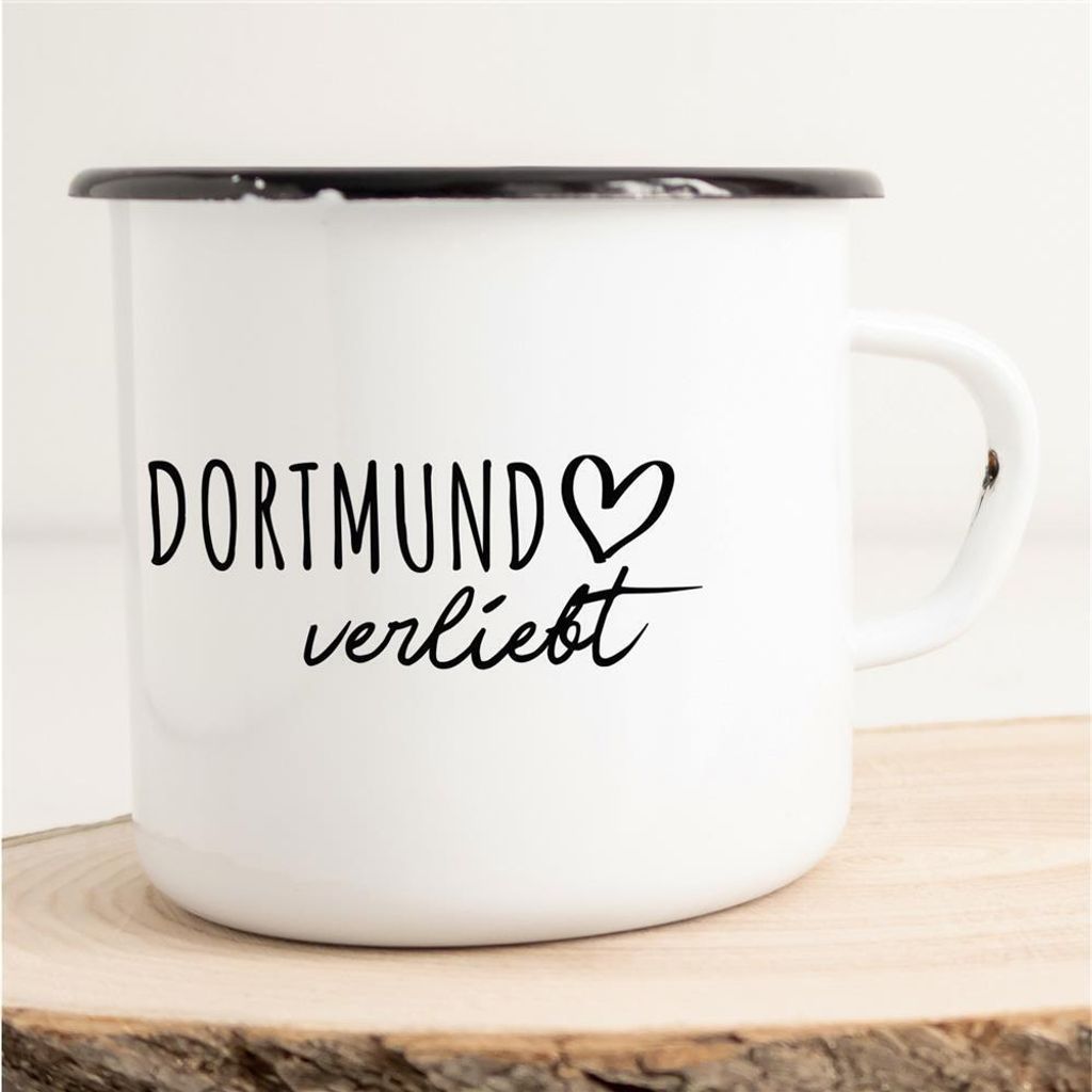 Huuraa Emaille Tasse Dortmund Geschenk Kaffeebecher Vintage 300ml Dortmund Präsent