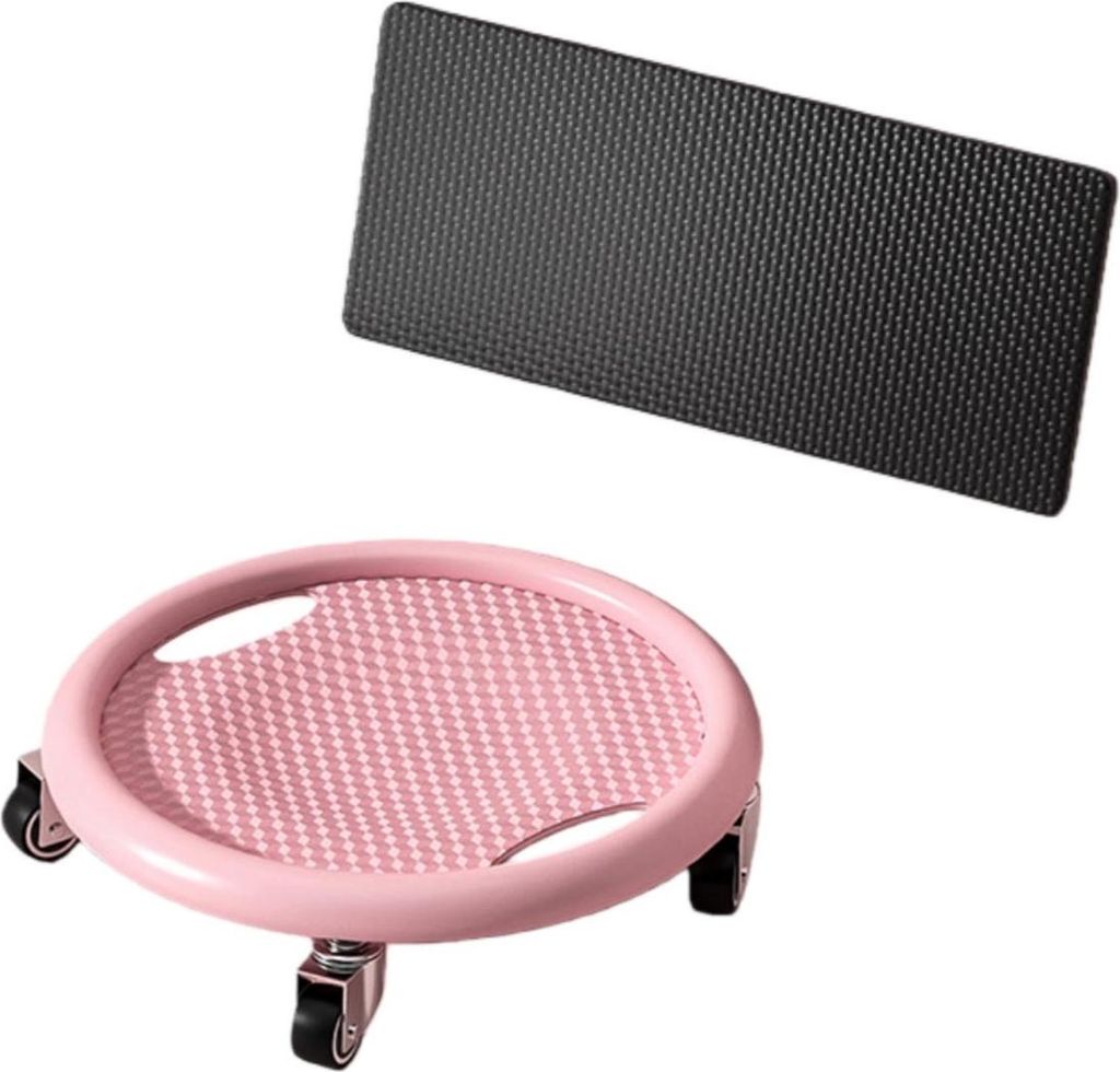 INF Leises Bauchmuskelroller Rad mit Matte für Core Training, Stabil, Rutschfest Rosa