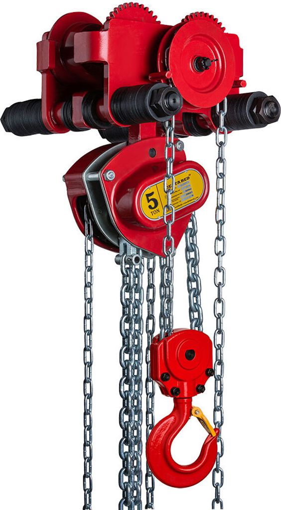 DELTA RED Premium Stirnradkettenzug - mit Überlastschutz - mit integriertem Haspelfahrwerk - 5t mit 6m Hubhöhe