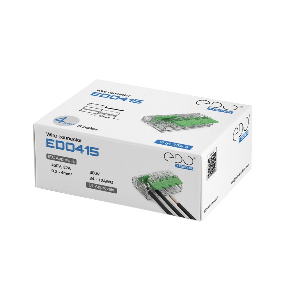 100x Installationsstecker mit Hebel für alle Arten von Leitern max. 4mm² 5-adrig. EDO415 EDO Technic