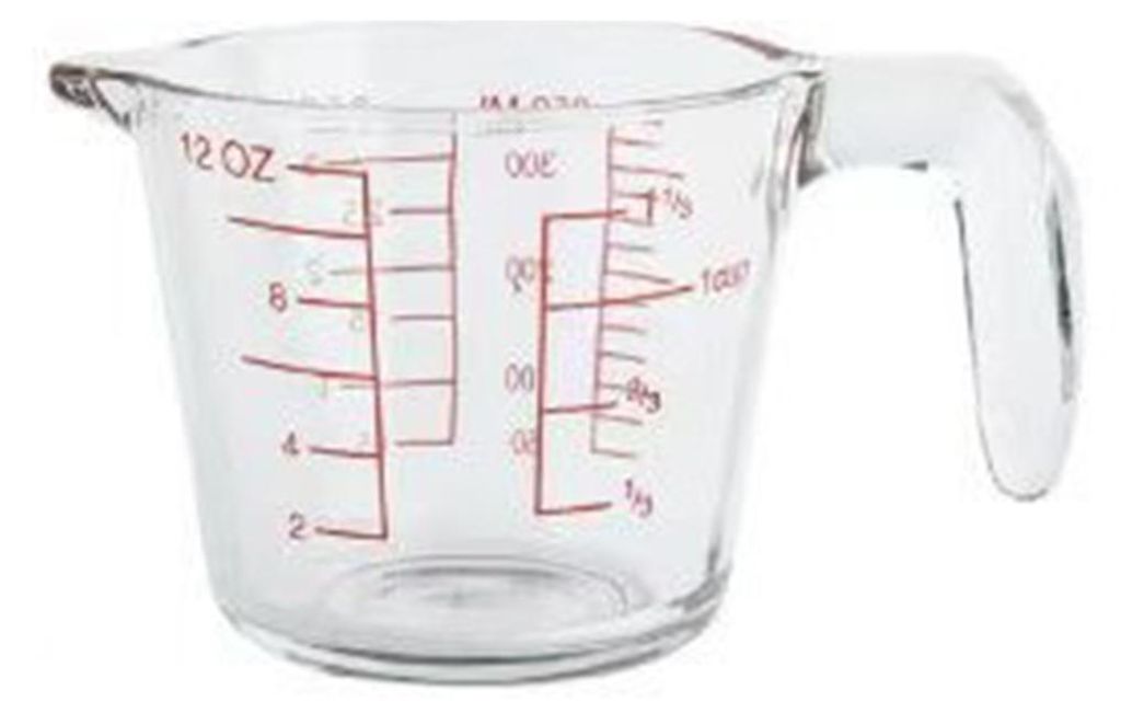 Messbecher aus Glas mit dreifacher Messskala, hitzebeständig, mikrowellengeeignet, mit V-förmigem Ausguss und ergonomischem Griff