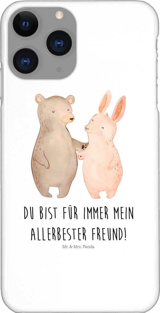 Mr. & Mrs. Panda Iphone 11 Pro Handyhülle Bär und Hase Umarmen - Weiß - Geschenk, für Immer, Premium Kunststoff, Freundin, Umarmung, Best Frien...