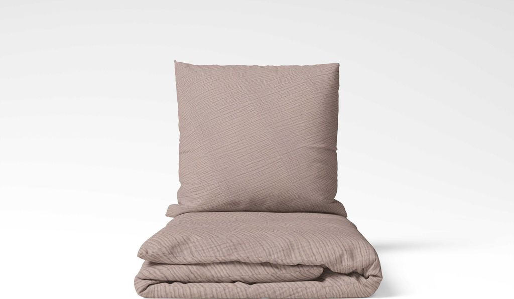 Setex Musselin Bettwäsche - uni  155 x 220 cm taupe modern, Produktbild 
