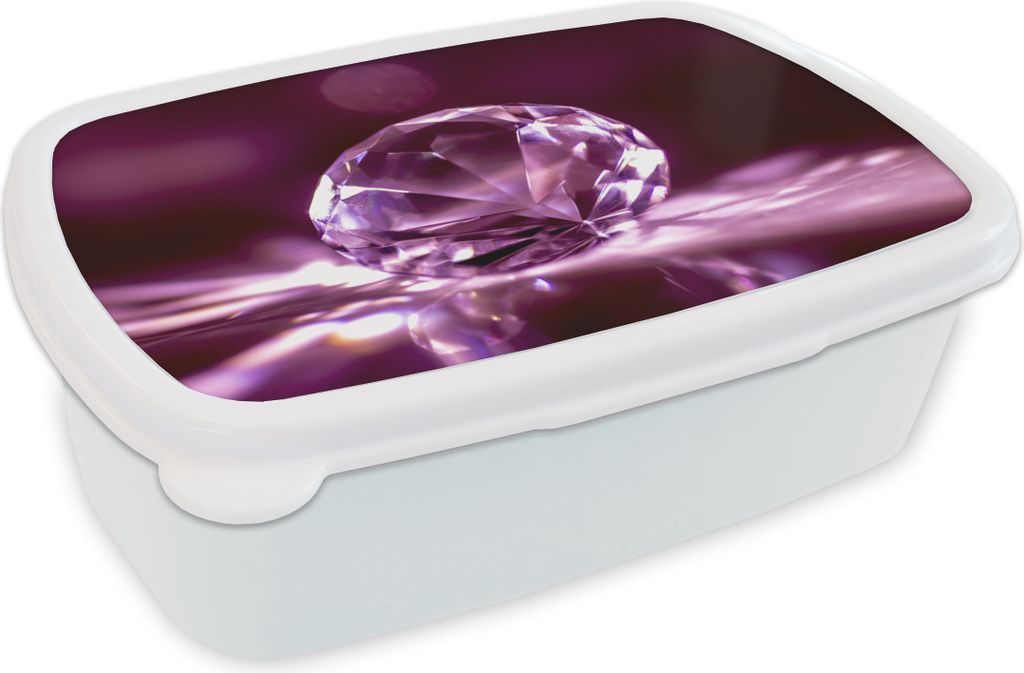 KitchenYeah Lunchbox Brotzeit Brotdose 17x11 cm Lila Diamant Edelstein Kinder Brotzeitdose - Lunch Box - Kinder - Sandwich-Box - Schulbox - Lunch...