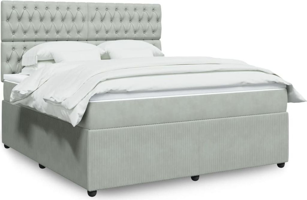 Maison Exclusive - Boxspringbett mit Matratze Hellgrau 180x200 cm Samt