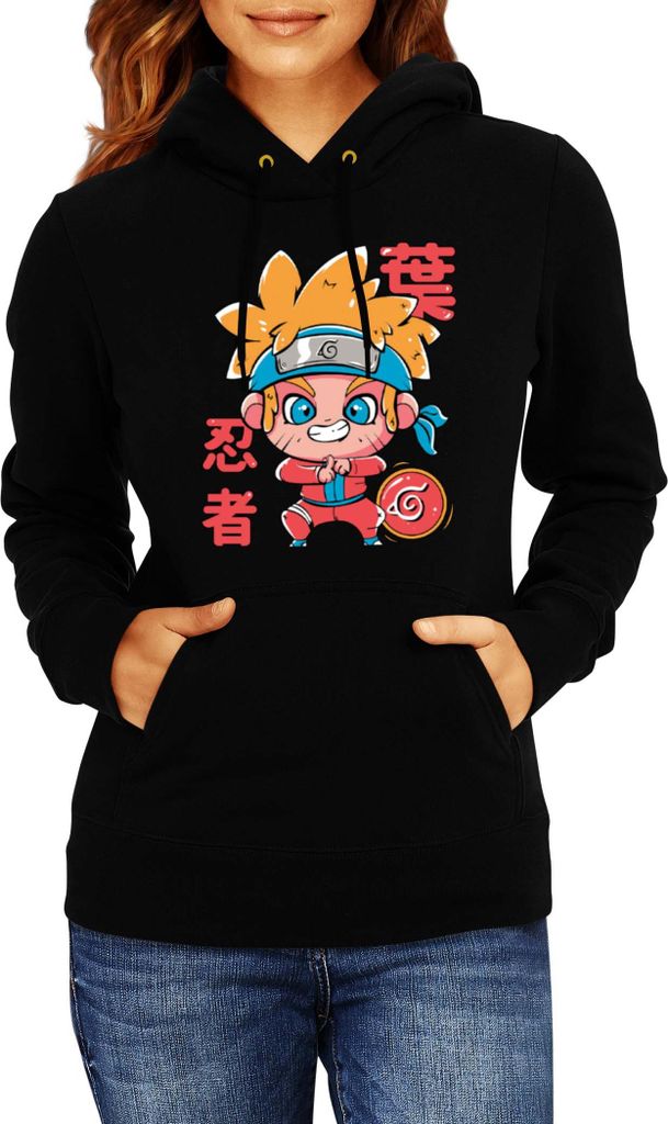Damen Kapuzenpullover Japan Manga Anime Comics Animation Naruto Cute Drawning, Lady L / Schwarz