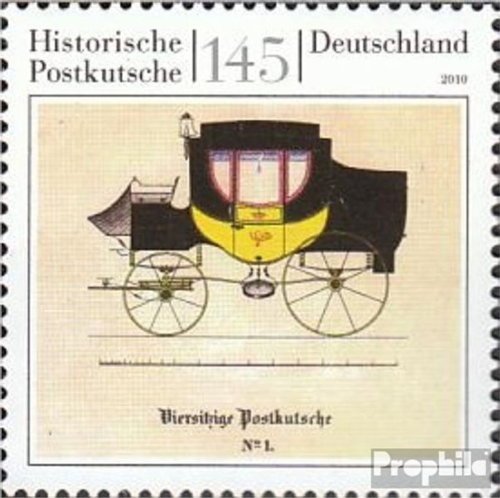 Briefmarken BRD (BR.Deutschland) 2010 Mi 2806R mit Zählnummer (kompl.Ausg.) postfrisch Historische Postkutsche