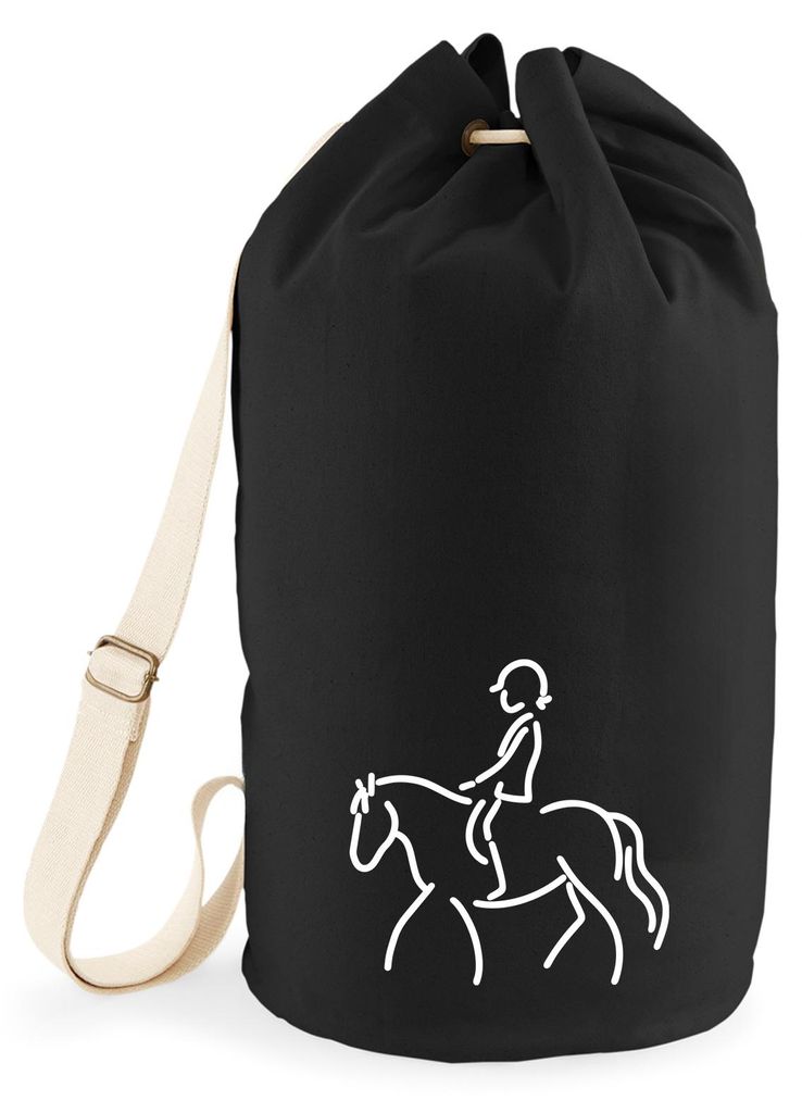 Huuraa Seesack Reiten Pferd 20 Liter Black Baumwolle Rucksack Geschenkidee