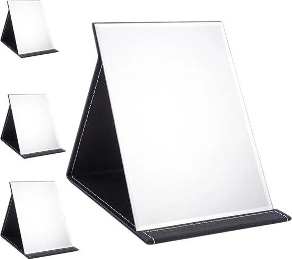 Miroir pliable incassable en transport 26x18 cm HD fini simili noir
