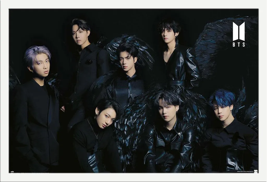 BTS - Poster - Black Wings + cornice rimovibile, Shinsuke® Maxi MDF bianco, disco acrilico