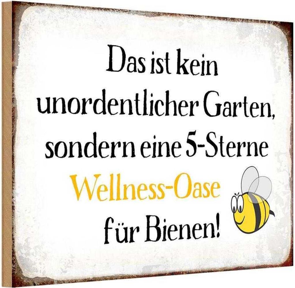 vianmo Holzschild 12x18 cm kein Garten Wellness Oase Biene Spruch Zitat