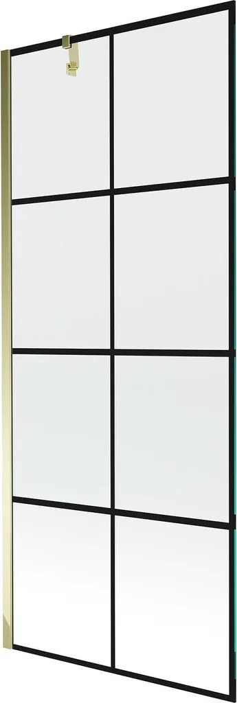 Mexen Next paratia da bagno 1-anta 80 x 150 cm, griglia nera, dorato - 895-080-000-00-77-50