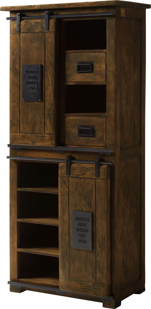MASSIVMOEBEL24 Schrank Mango 80x45x175 braun lackiert RAILWAY #417
