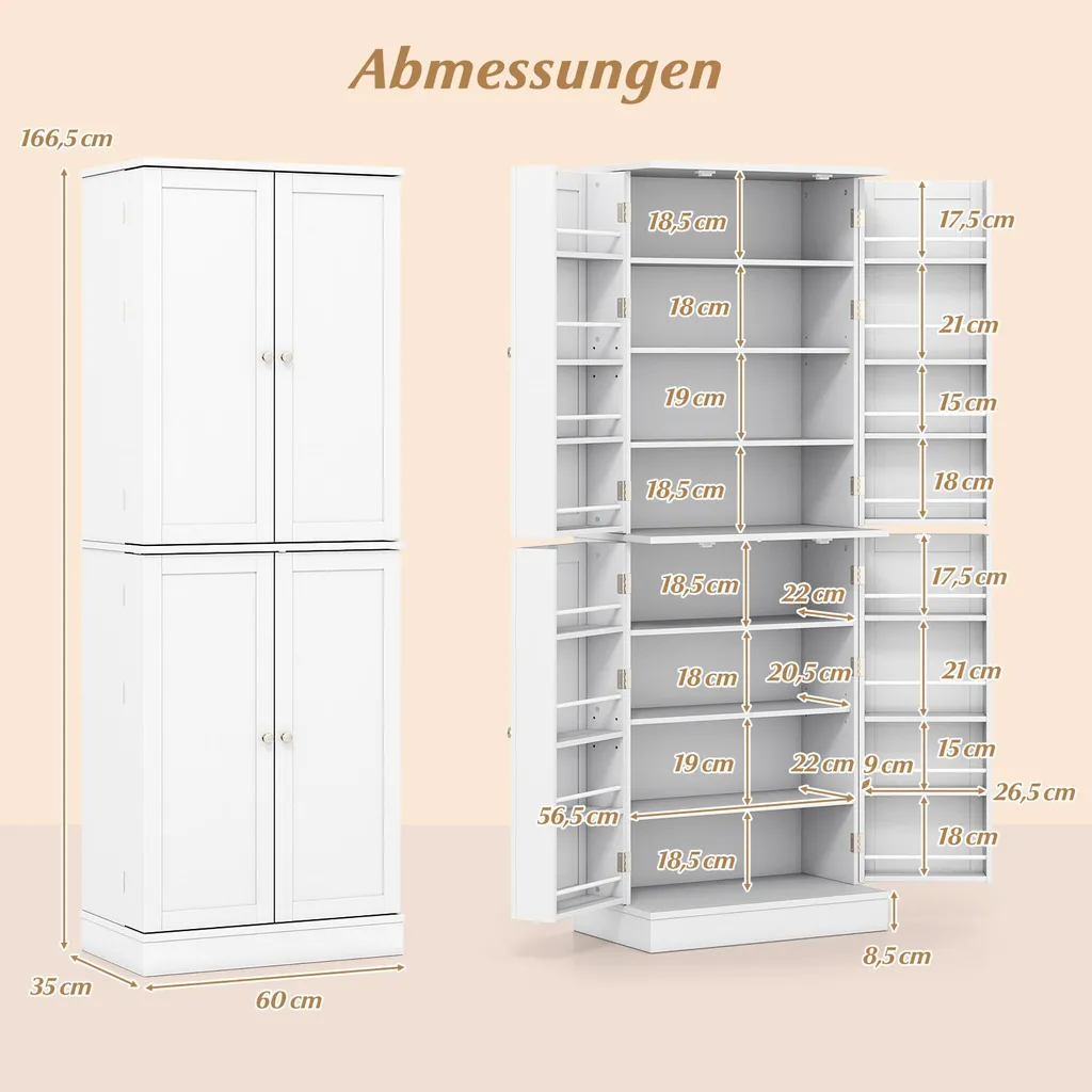 Buffet de cuisine blanc indépendant avec rangement modulable 170 cm