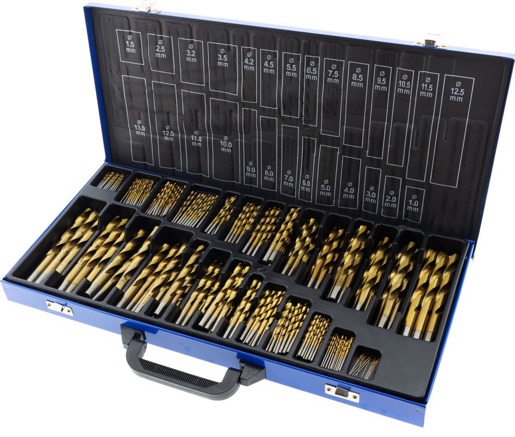 Premium HSS Spiralbohrer Set 230-tlg. 1-13 mm titannitriert DIN 338 im Metallkoffer
