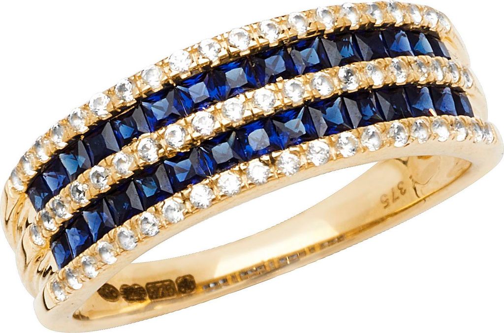 Atemberaubender 9 Karat (375) Gold Damen - Ring mit Saphir (synth.), 53 (16.9); TRS20657RSM