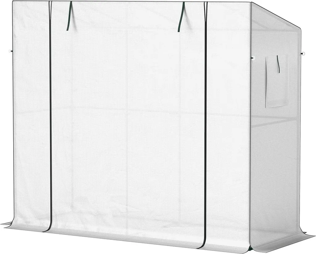 Serra con porta scorrevole, 2 finestre, serra in pellicola resistente all'inverno in acciaio, serra per balcone, giardino, serra per pomodori con protezione UV 200x76x170cm serra per pomodori per fiori di ortaggi, bianca