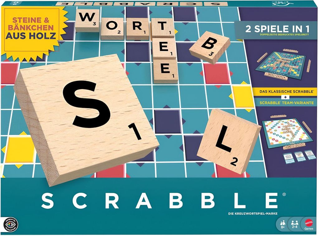 Mattel Scrabble Original in legno 2 in 1 (D) Altro Immagine del prodotto 