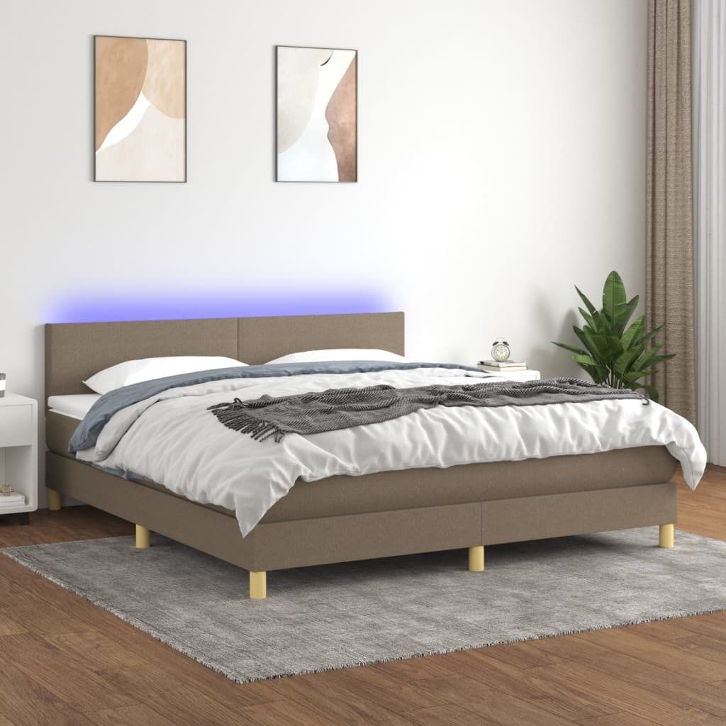 Maison Exclusive - Boxspringbett mit Matratze & LED Taupe 180x200 cm Stoff