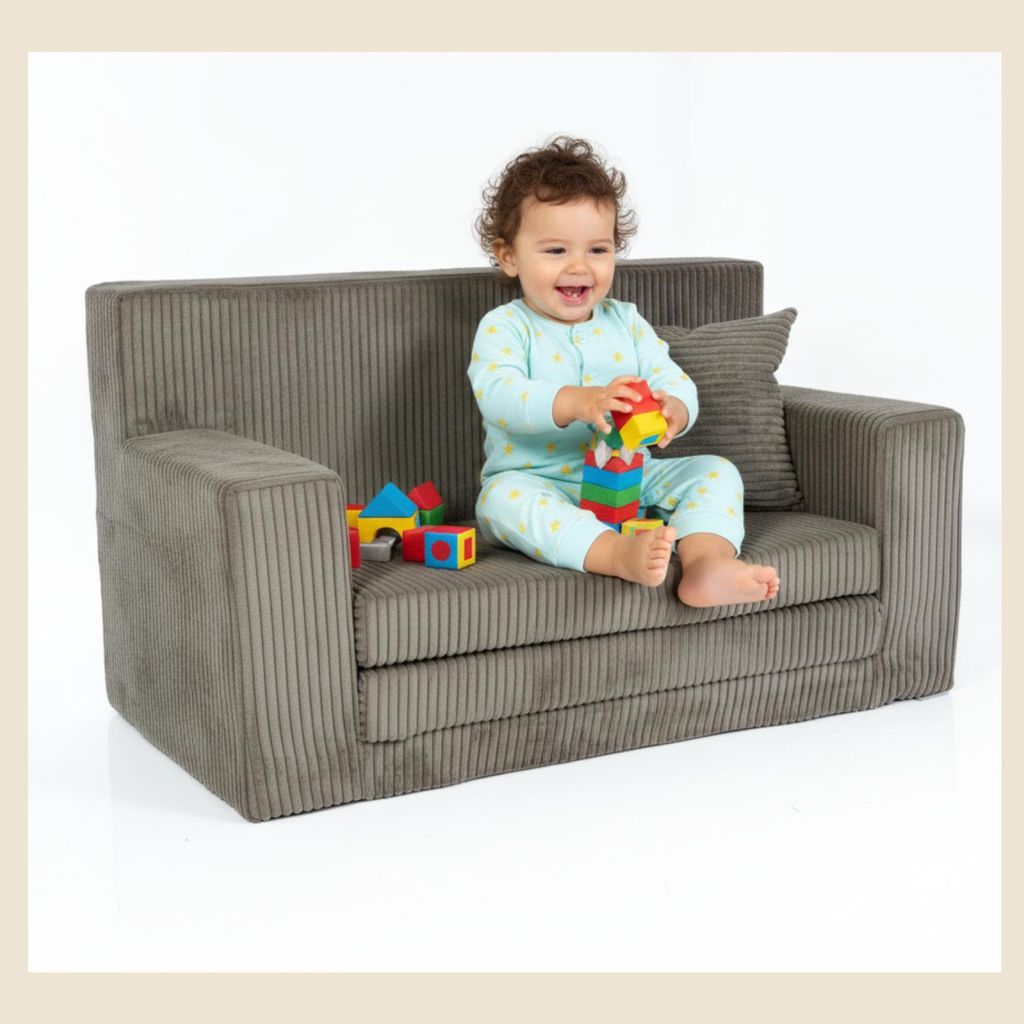Kindersofa aus Schaumstoff Rosalia Stilvoller Komfort für das Kinderzimmer Ausklappbar Kindermöbel Polstersofa Braun