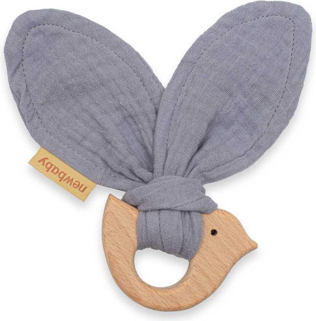 Baby-Beißring mit Vogel New Baby Bird grau