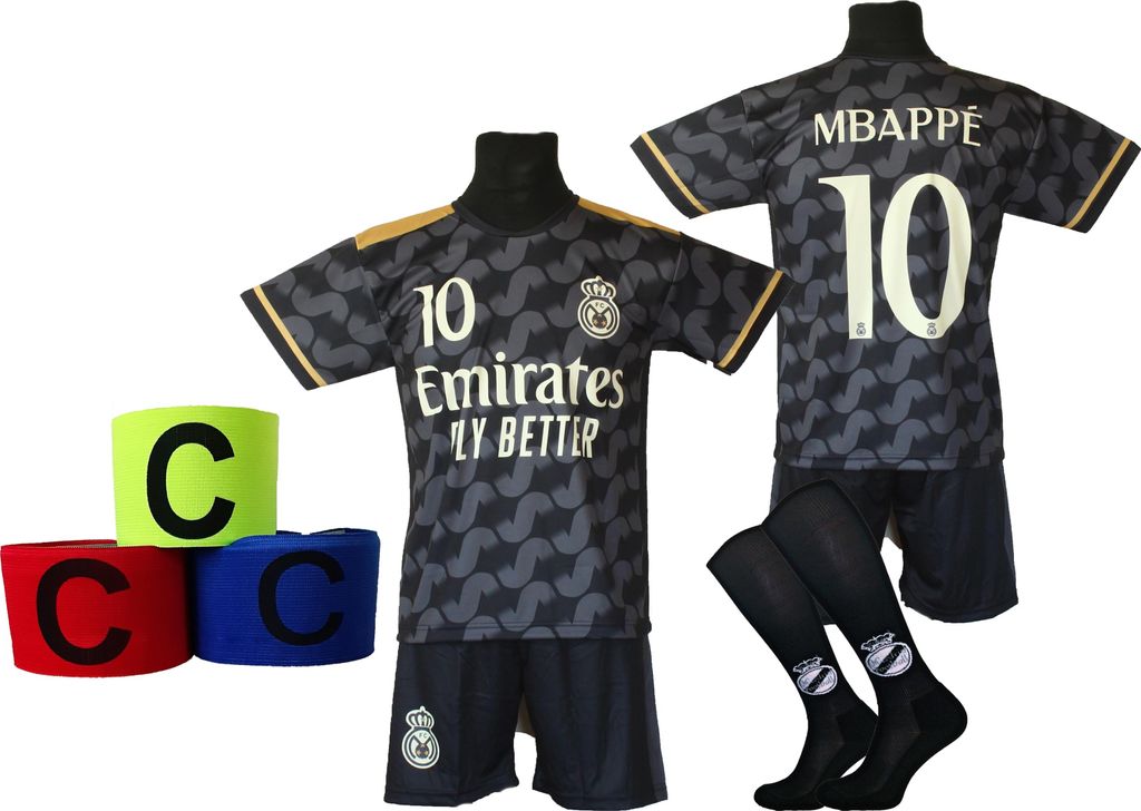 MBAPPE futbalový set, čierne tričko, šortky, ponožky + Obrázok produktu 