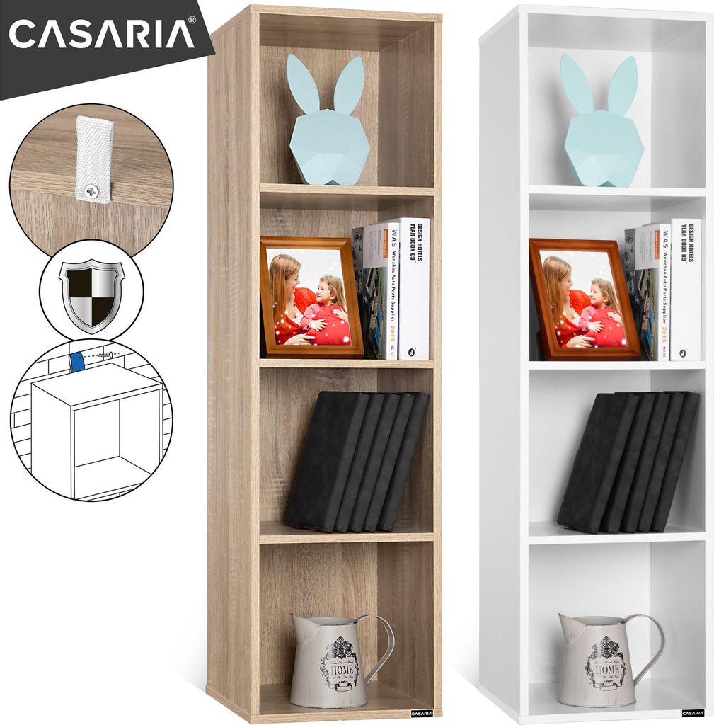 CASARIA® Étagère de rangement 4 niveaux Bibliothèque blanc Image du produit 