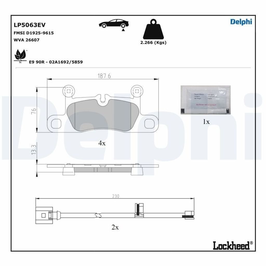 DELPHI Bremsbelagsatz, Scheibenbremse Hinten LP5063EV
