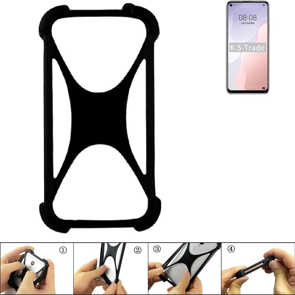 K-S-Trade Handy-Hülle Schutz-Hülle kompatibel mit Huawei nova 7 SE 5G Vitality Edition Silikon Bumper TPU Softcase Smartphone Stoßschutz, schwarz