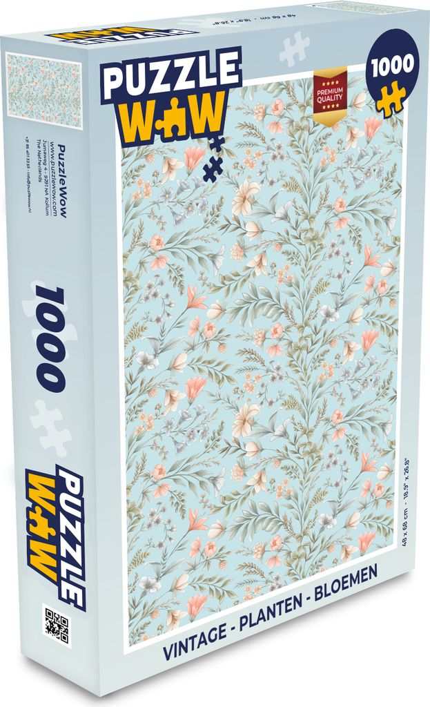 MuchoWow Puzzle 1000 Teile Vintage - Pflanzen - Blumen - Spielzeug - Alt und Jung - Spiele - Puzzeln