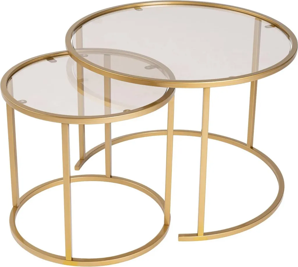 Xaden - Lot de 2 tables basses 60x60x43 cm finition or bronze élégant