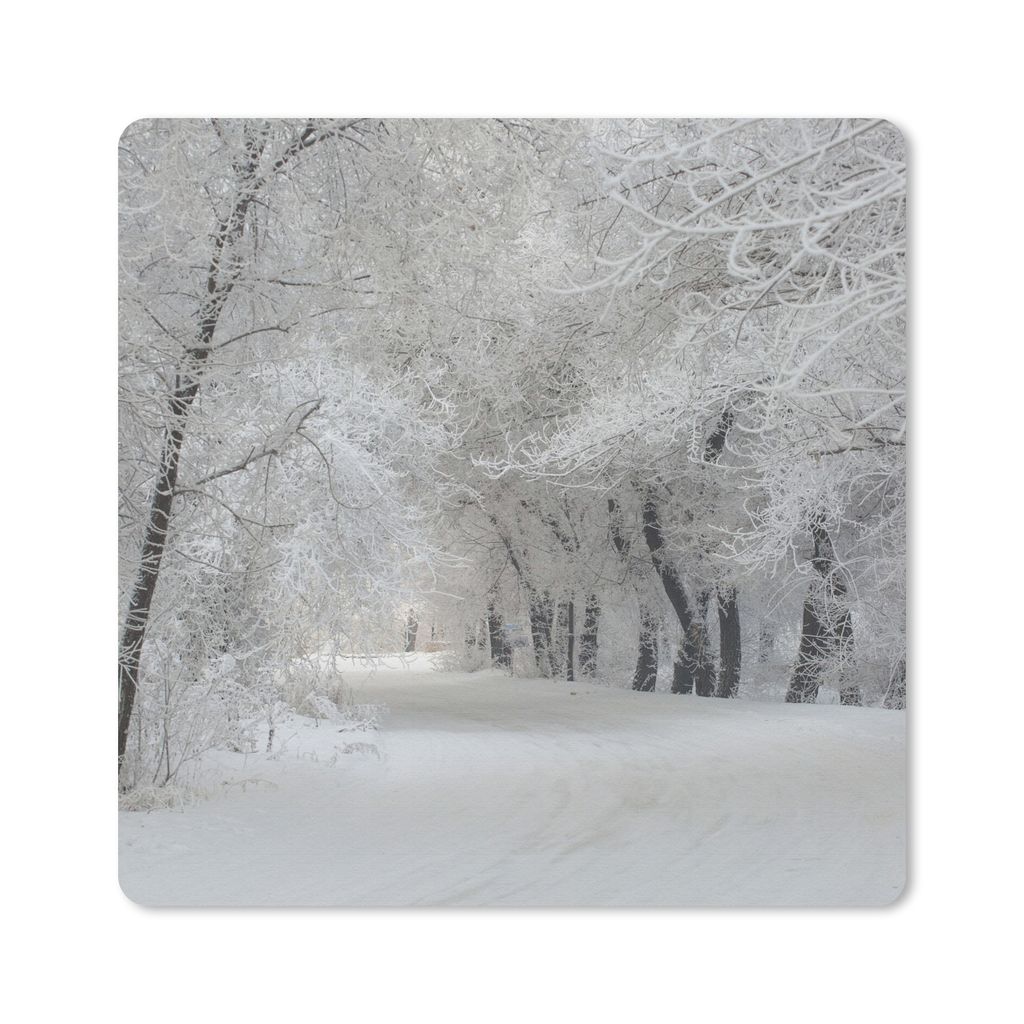 MuchoWow Mauspad Mousepad Bäume - Schnee - Winter 20x20 cm - Mousepads - Maus Mat - Pad - Mausunterlage - Desk Mat - Bureauartikeln
