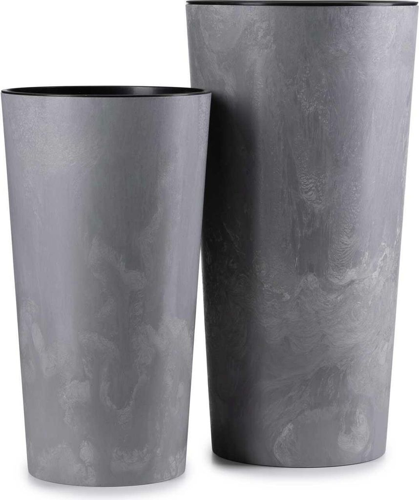 HowHomely Blumentopf 2er Set grau 9,5L 12L Kunststoff