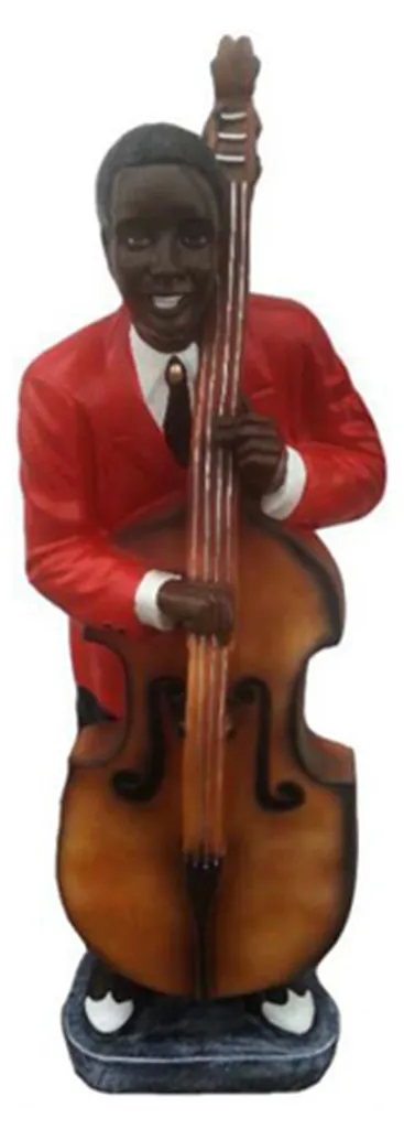 Statue chanteur de jazz en résine noire sculpture musique design 35cm