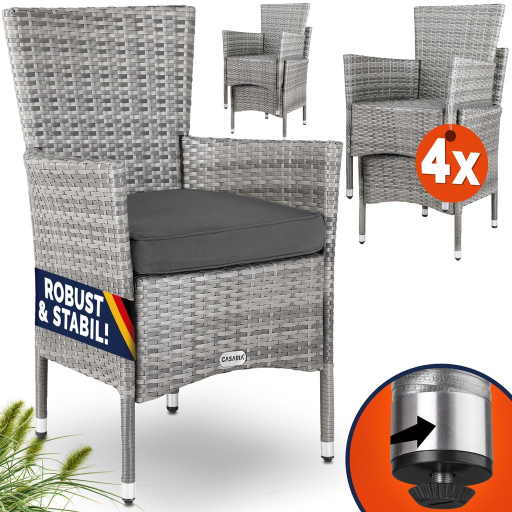 Casaria Set 4 Sedie da Giardino in Polyrattan Cuscini Immagine del prodotto 