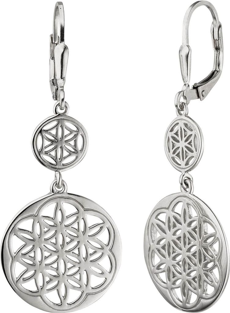 Ohrhänger runde Boutons mit Ornament-Muster aus 925 Silber Ohrringe Brisur