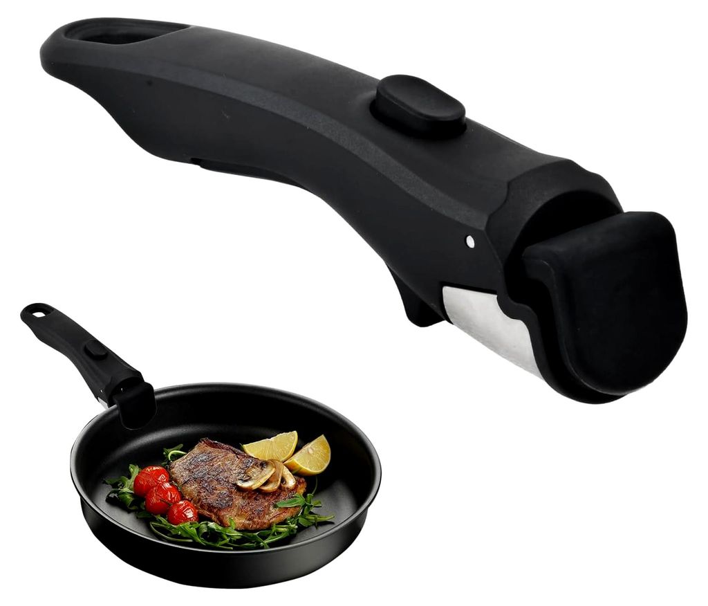 Abnehmbarer, hitzebeständiger Griff für Pfannen und Töpfe bis 5 kg, 19x4 cm, geeignet für Pfanne, Wok, Milchtopf, Bratpfanne (Schwarz)